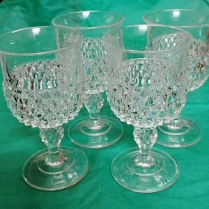 Indiana Glass, Diamond Point Vintage Goblets, Set Of 4